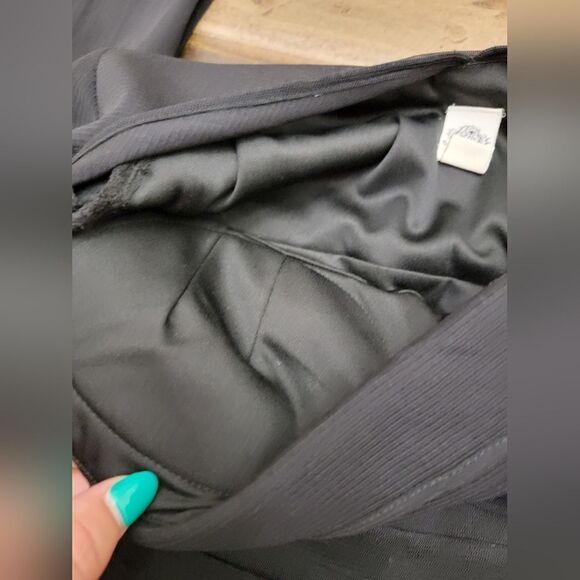 Sangria Fully Lined Black Midi Dress Square Neck V Back Ruffle 3/4 Sleeve Size 8 - Picture 9 of 11